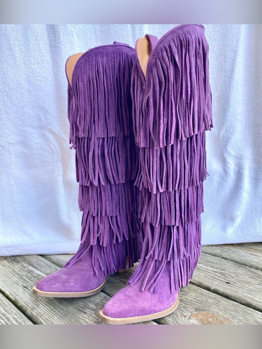Dingo Women’s Wild Child Suede Fringe Tall Western Boots - Snip Toe Size 6.5M - Picture 4 of 11